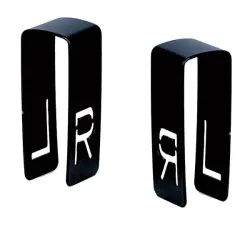 X-ray metalen nietjes = L/R = (a.p.), vernickelt | 42 mm totale hoogte / 15 mm letter